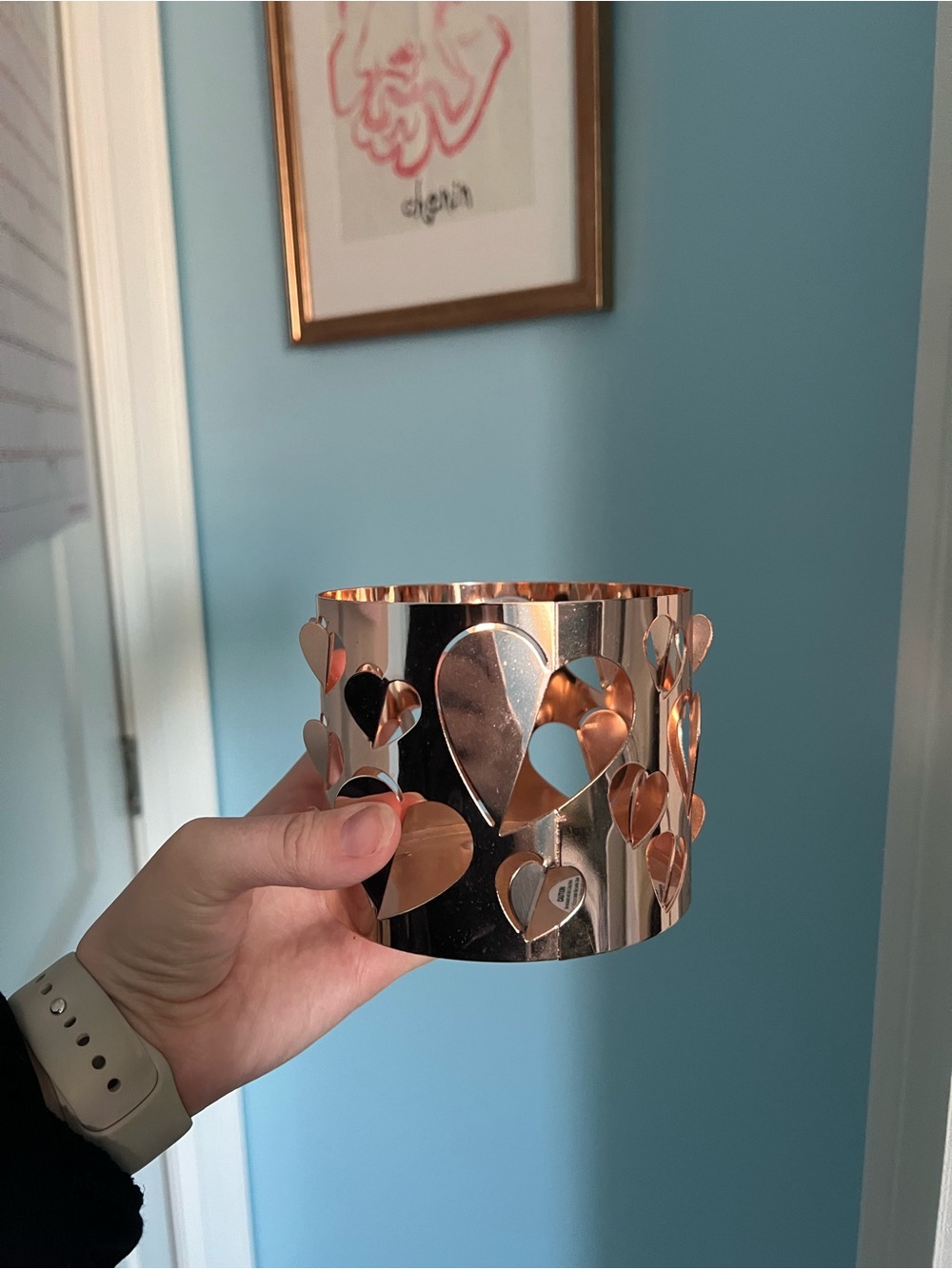 BBW Rose Gold Heart Candle Holder